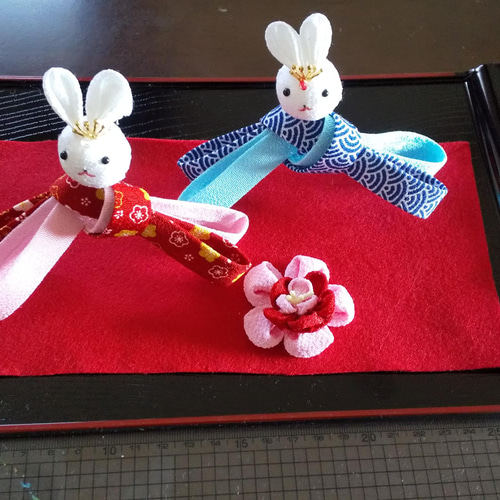 つまみ細工 うさぎのお雛様 うさ雛 ひな祭り 雛飾り 21 つまみ細工