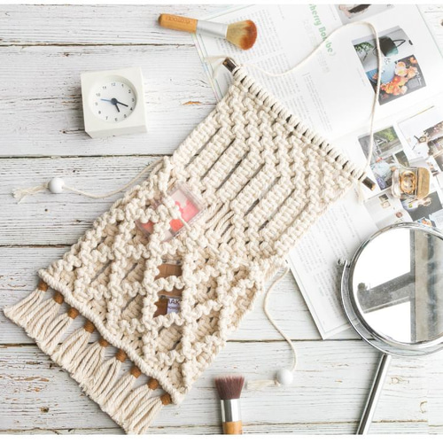 送料無料】マクラメ編み インテリア タペストリー 壁掛け ポケット