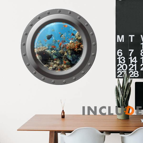 271 ウォールステッカー 壁ステッカー 潜水艦の窓 海水魚 アクアリウム