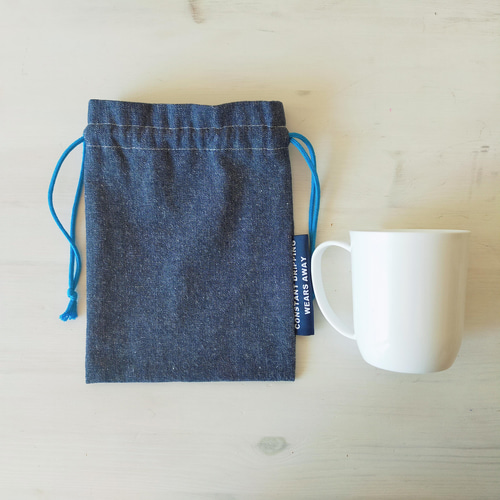 20×15 コップ袋*給食袋 ダンガリーorヒッコリー 巾着袋 給食袋 あま  