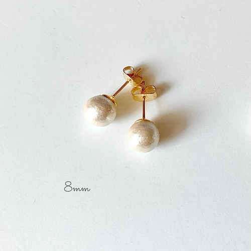 コットンパール8mm・10mmピアス/イヤリング《サージカルステンレス316L