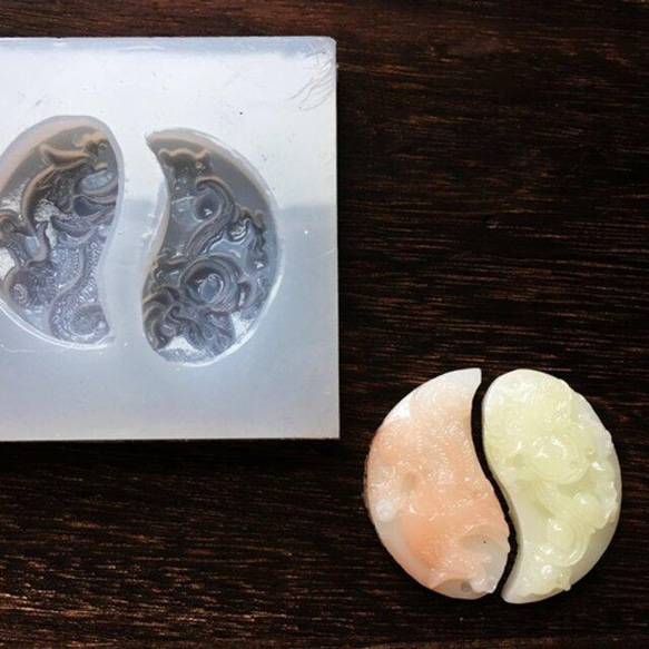 ひまうい様お取り置き　1/7まで　富士山　2　レジンヘアゴム　松　縁起物　桜 龍と鳳凰の勾玉型モールド／ぴったりくっつきます〇レジン液