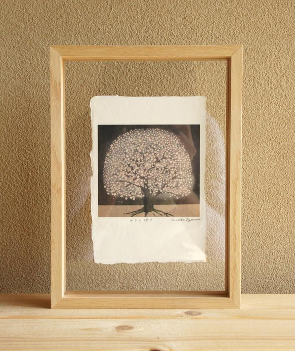 「サクラ咲ク」　飾るためのポストカード　原画:木版画　 4枚目の画像