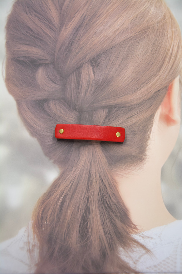 送料無料] 鳥居のような朱 バレッタ小 朱 ヘアアクセサリー コーデ 