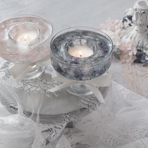 紫陽花 アジサイ グラス キャンドル 結婚式 ウェルカムスペース装飾