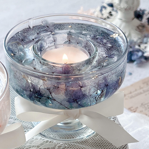 紫陽花 アジサイ グラス キャンドル 結婚式 ウェルカムスペース装飾