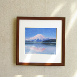 Creema限定　ちいさな風景画～紅富士(パステル画　原画　額つき) 2枚目の画像