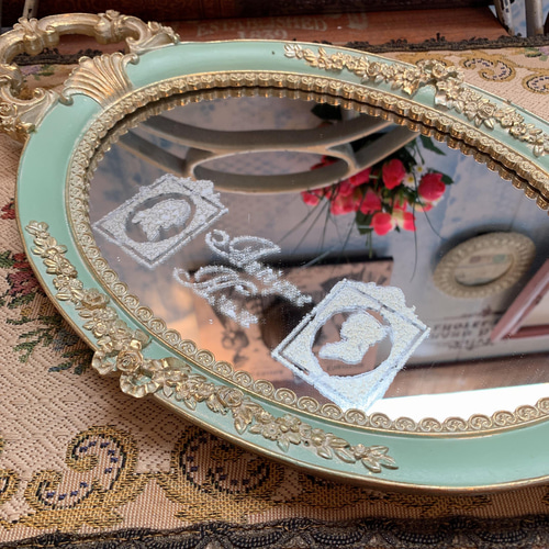 アンティークな部屋/ rococo調ミラートレイ/ シャビーシック gold