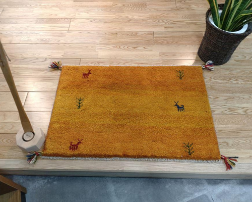 ギャッベ カシュガイ 玄関 ギャべ 60x90cm 本物（玄関マット ギャッベ 