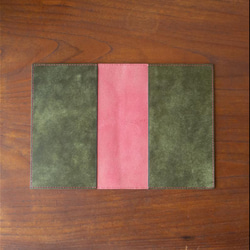 【春季限定】B6サイズ 手帳・ノートカバー　ピンク×オリーブグリーン-さくら- 4枚目の画像