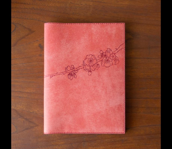 【春季限定】A5サイズ 手帳・ノートカバー　ピンク×オリーブグリーン-さくら- 2枚目の画像