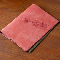 【春季限定】A5サイズ 手帳・ノートカバー　ピンク×オリーブグリーン-さくら- 1枚目の画像