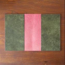 【春季限定】A5サイズ 手帳・ノートカバー　ピンク×オリーブグリーン-さくら- 4枚目の画像