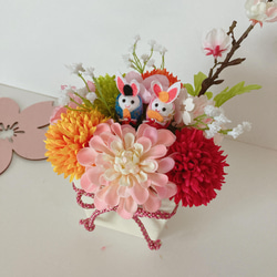 うさぎ雛が可愛いアレンジポット永く楽しめるおひなさま　3月3日 ひな祭り　桃の節句　桜 2枚目の画像