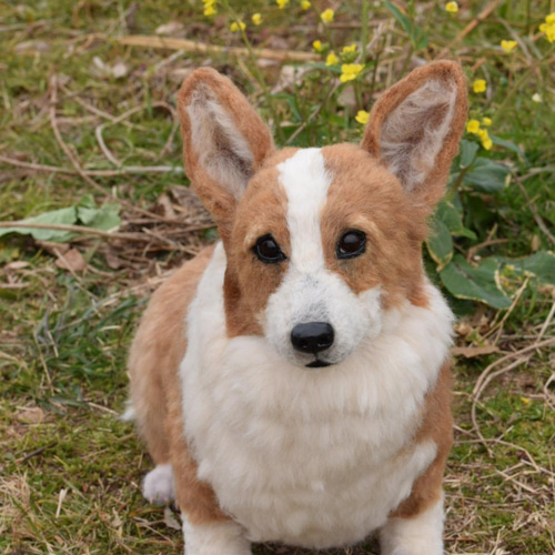 羊毛フェルトコーギー 羊毛フェルト 犬 コーギー ウェルシュ・コーギー 犬フィギュア 羊毛
