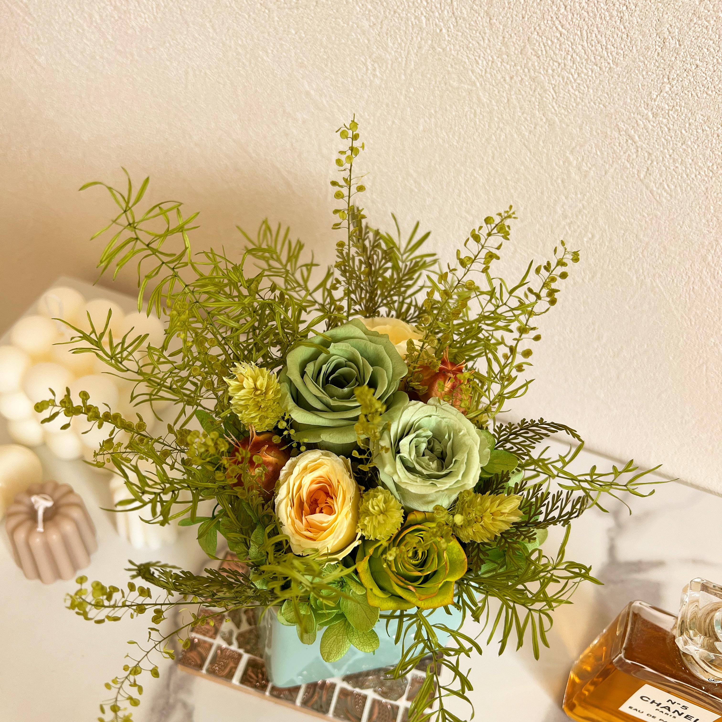 プリザーブドフラワー　natural×yellowgreen