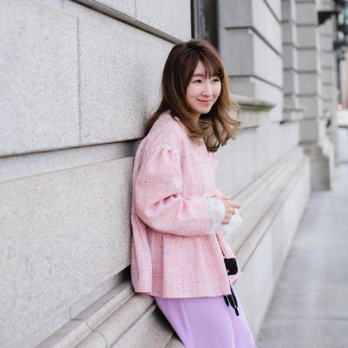 パール付きツイードジャケット（ピンク） ジャケット make_ai