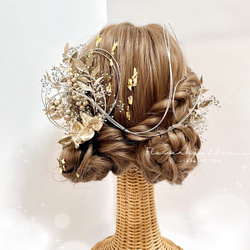 プラチナカラー　ナチュラルんs髪飾り　結婚式　成人式　卒業式　ウェディング　振袖　袴　和装　ヘッドドレス　OHANA 3枚目の画像