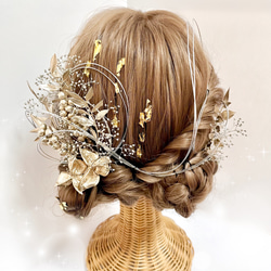 プラチナカラー　ナチュラルんs髪飾り　結婚式　成人式　卒業式　ウェディング　振袖　袴　和装　ヘッドドレス　OHANA 5枚目の画像