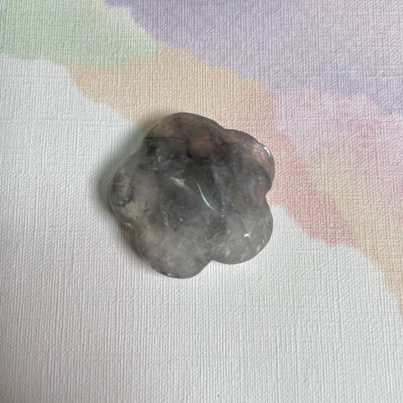 クラウディクォーツ 穴あけ素材 天然石ン 梅型 水晶 チャクラ ハンドメイド DIY 癒し051725 1枚目の画像