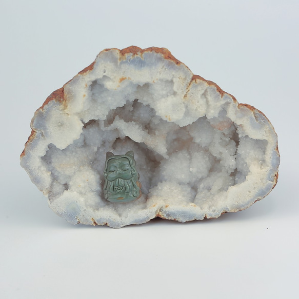 九尾姫 流星姫 月夜城 緑青色 アラシャン 穴付き素材 天然石 水晶 ハンドメイド051902 5枚目の画像