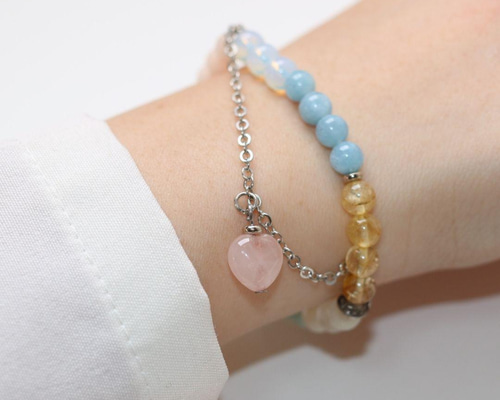 ローズクォーツ 天然石ブレスレット チャクラ ハンドメイド 癒し 心身