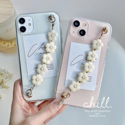 ✿iPhone15シリーズ対応✿ キーリングハンガー【White flower】iPhoneケース 1枚目の画像