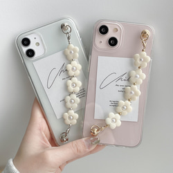 ✿iPhone15シリーズ対応✿ キーリングハンガー【White flower】iPhoneケース 5枚目の画像