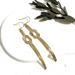 14kgf♦long knots gold earrings 2枚目の画像