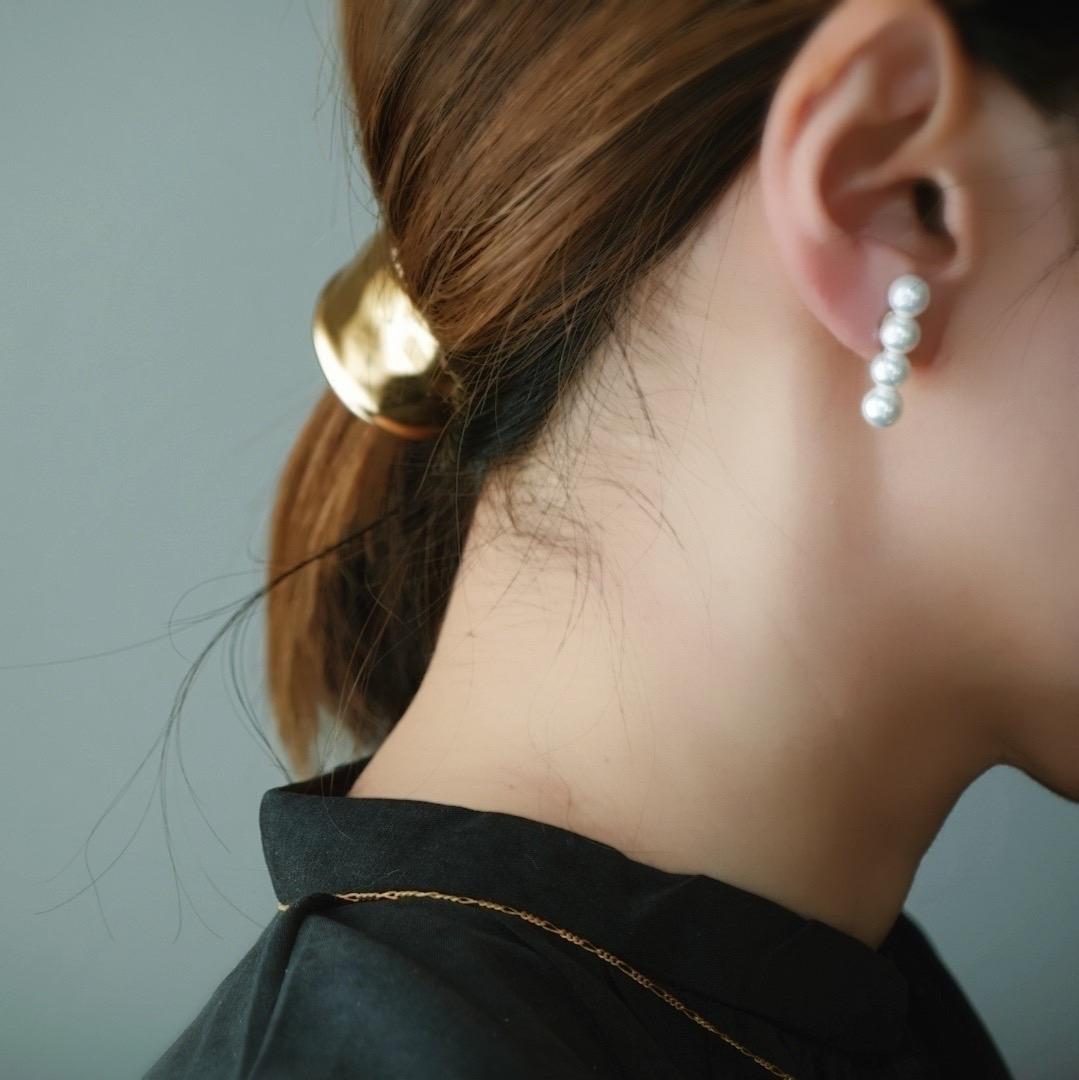 4連 国産貝パール  たて型  イヤリング  フォーマル