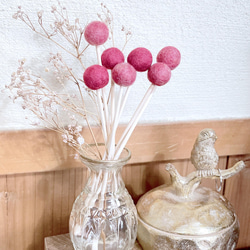 ♦︎受注制作♦︎梅の花色フェルトボールのアロマスティック７本セット 7枚目の画像