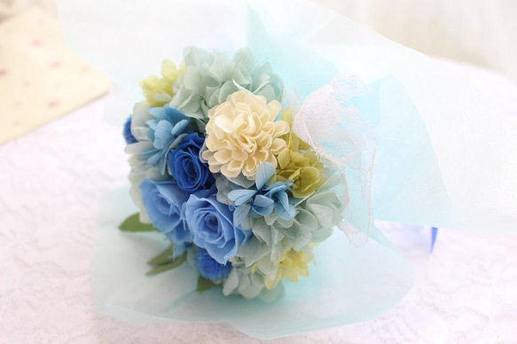 青ブルーの花束♥卒業式や送別に。 2枚目の画像