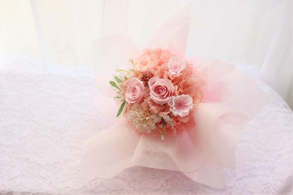 桜入りピンクの花束♥卒業式や送別に。 3枚目の画像