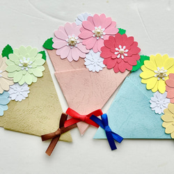 かわいい花束カード　３色セット 1枚目の画像