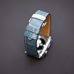 【新作】高級革使用Apple Watch クロコダイル革 ワニ革 バンド 時計ベルト グレイーD86総手縫い製作 7枚目の画像