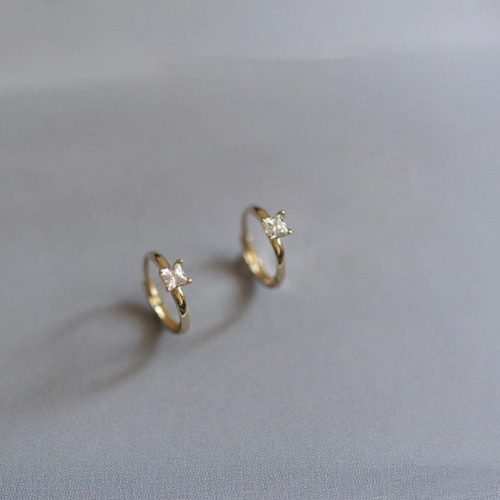 silver925 一粒ダイヤミニフープピアス ゴールド CZダイヤ silver925 一粒ダイヤミニフープピアス ゴールド CZダイヤ