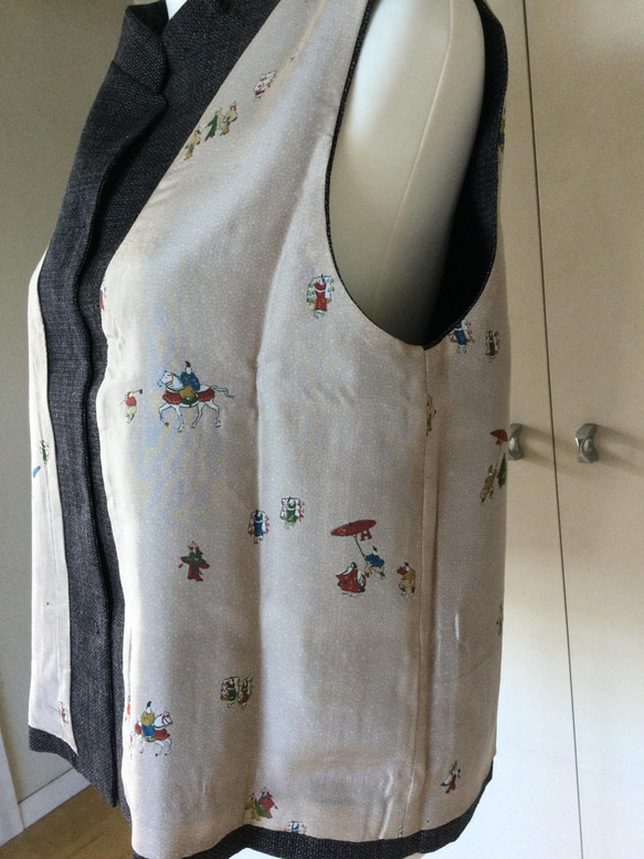 着物リメイク「正絹大島紬のパッチワークベスト」 7枚目の画像