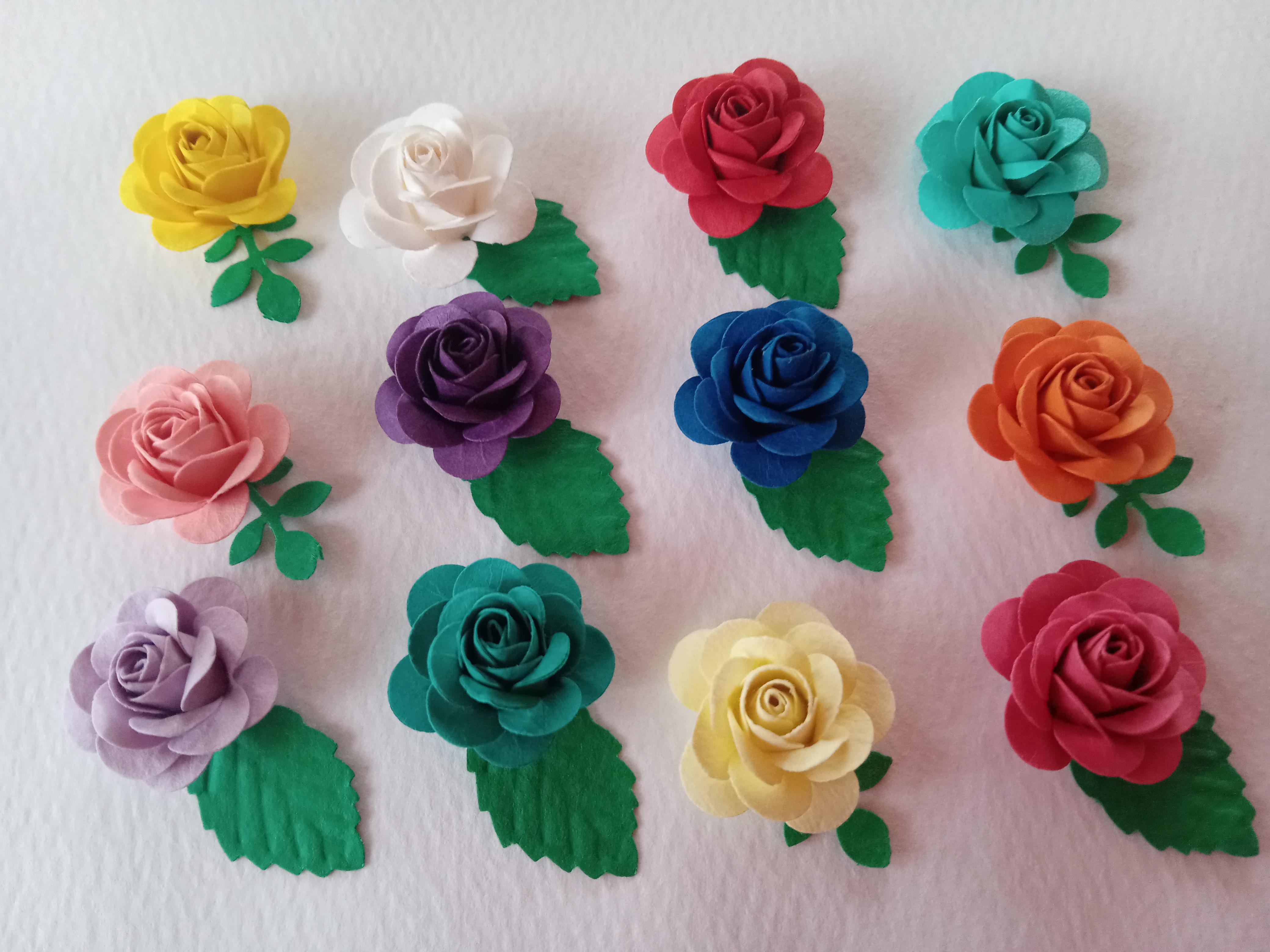 2㎝ ペーパーローズ詰め合わせ 30個 エンボスリーフ30個 クラフト