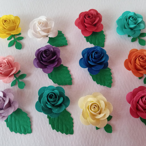 2㎝ ペーパーローズ詰め合わせ 30個 エンボスリーフ30個 クラフト