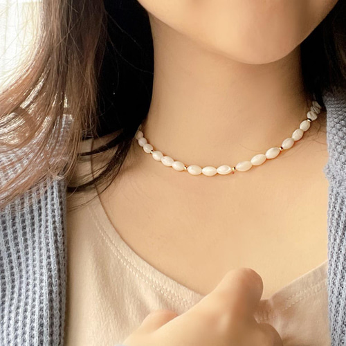 再販♪【14kgf】マザーオブパール×goldbeads ショートネックレス