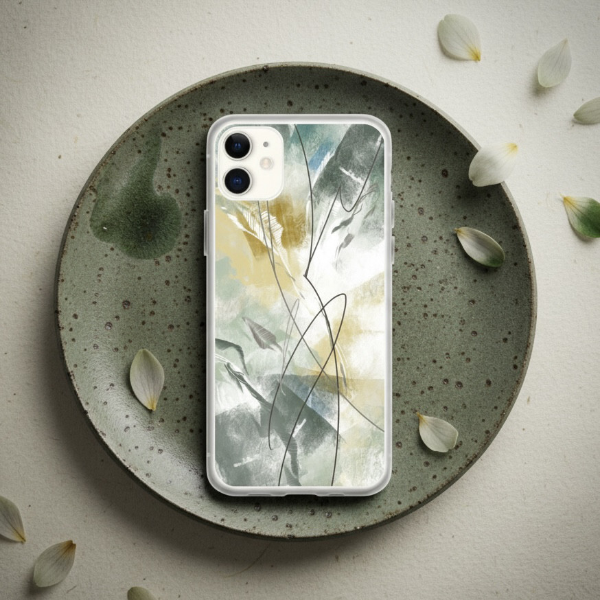 《 霧葉 むよう 》スマホケース Android iPhone対応｜透明 花柄 アートデザイン 全機種対応 プレゼント
