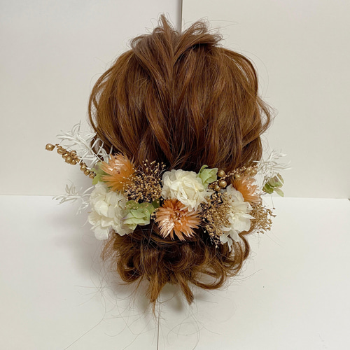 魅力的な価格 ドライフラワー 髪飾り 和装 ベージュ ナチュラル ヘッドドレス ヘアアクセサリー