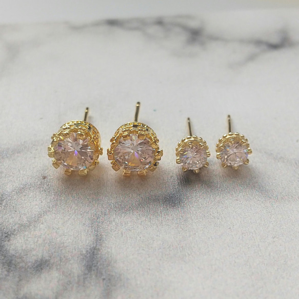 (SV925) Crown 4mm 6mm CZ pierce /  2COLOR 10枚目の画像