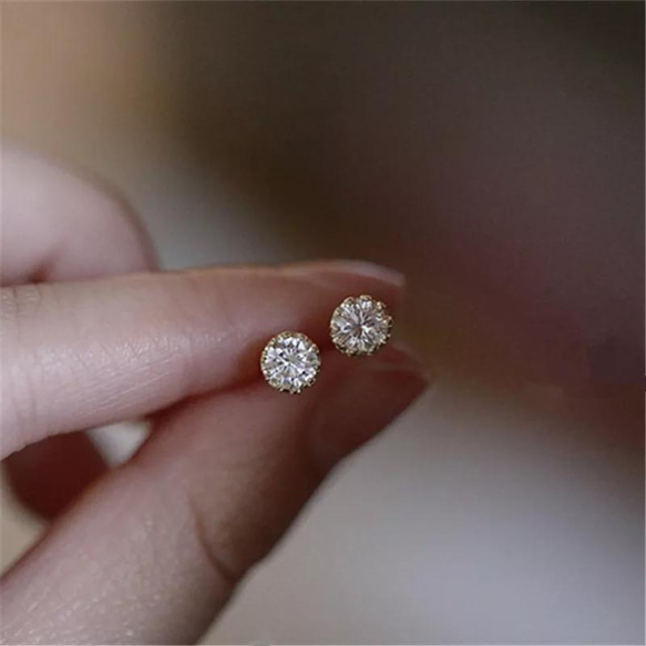 (SV925) Crown 4mm 6mm CZ pierce /  2COLOR 5枚目の画像