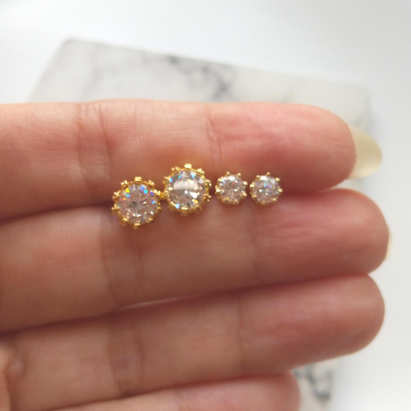 (SV925) Crown 4mm 6mm CZ pierce /  2COLOR 9枚目の画像