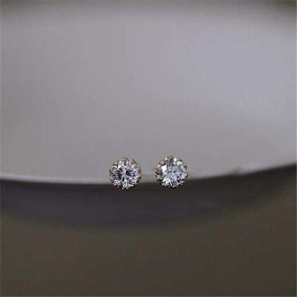 (SV925) Crown 4mm 6mm CZ pierce /  2COLOR 4枚目の画像