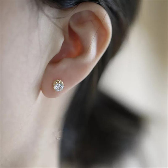 (SV925) Crown 4mm 6mm CZ pierce /  2COLOR 3枚目の画像