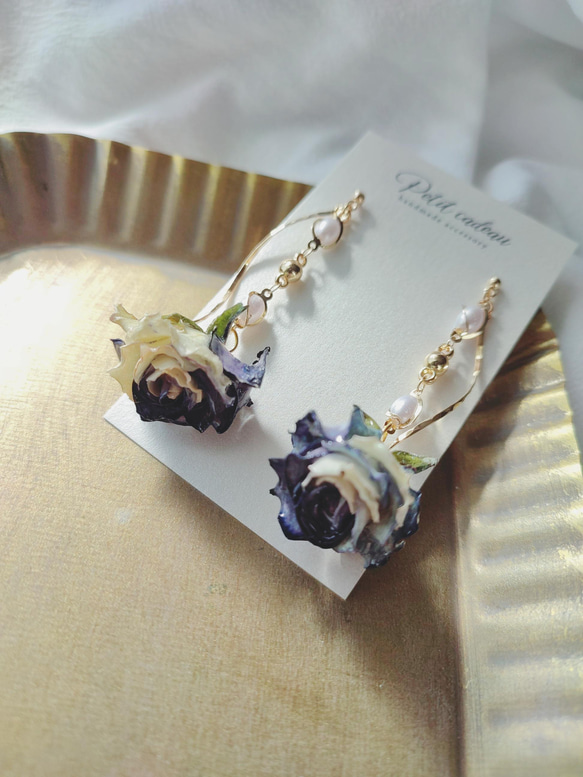 ツートン薔薇 薔薇ピアス イヤリング ピアス（その他） ぷちかどー 