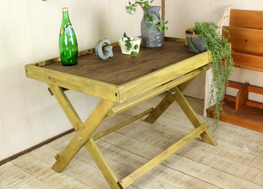 アンティーク風ディスプレイテーブル　ダメージ　ビンテージ　マルシェ