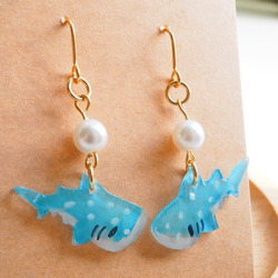 ジンベエザメのピアス（イヤリング変更可能） ピアス（フック